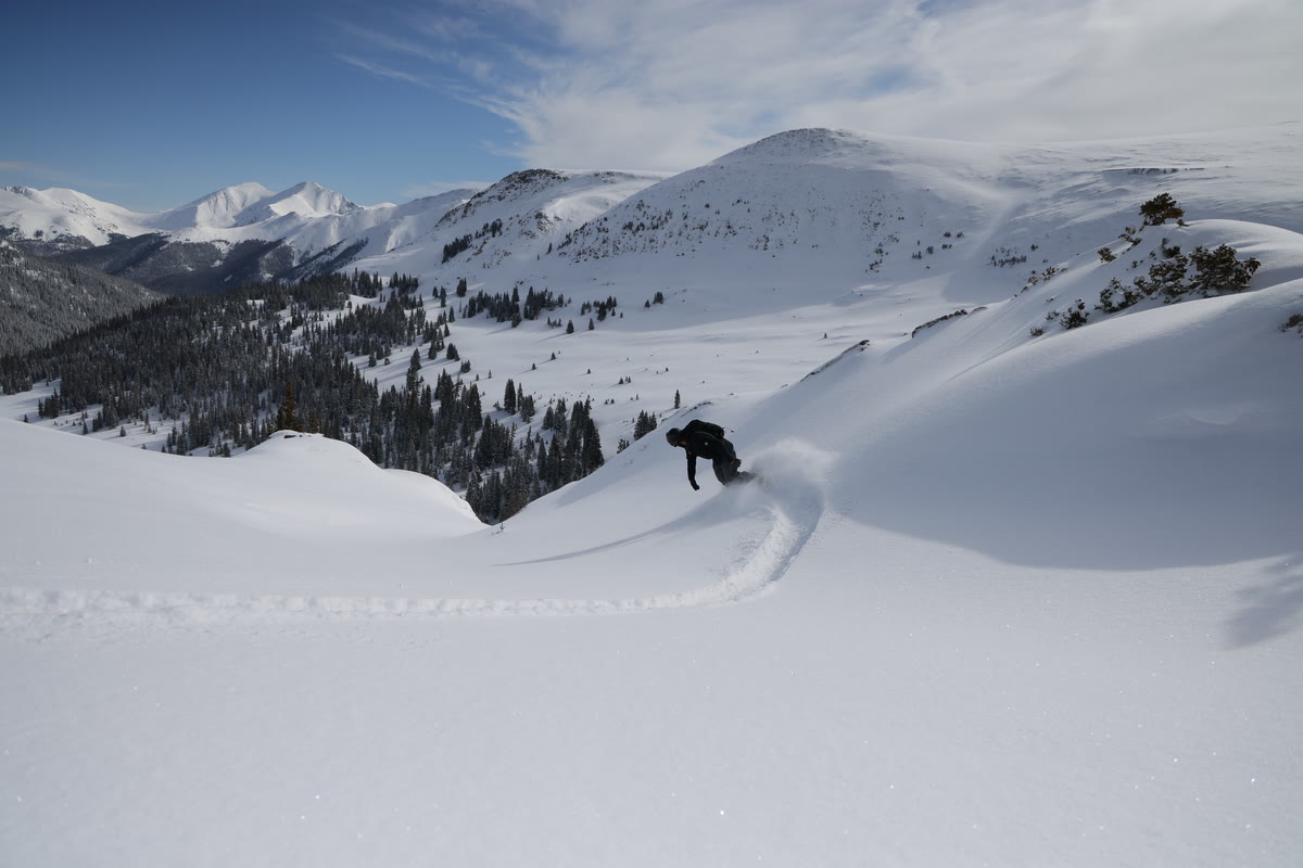 Backcountry snowboarding in the Colorado high country
