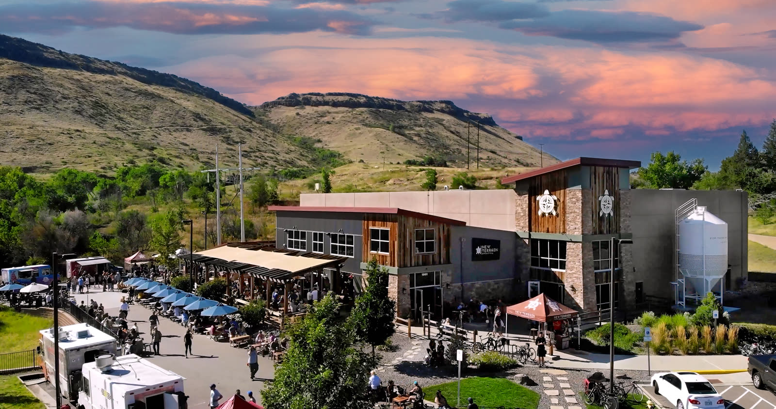 Drone commercial photography — New Terrain Brewing, Colorado