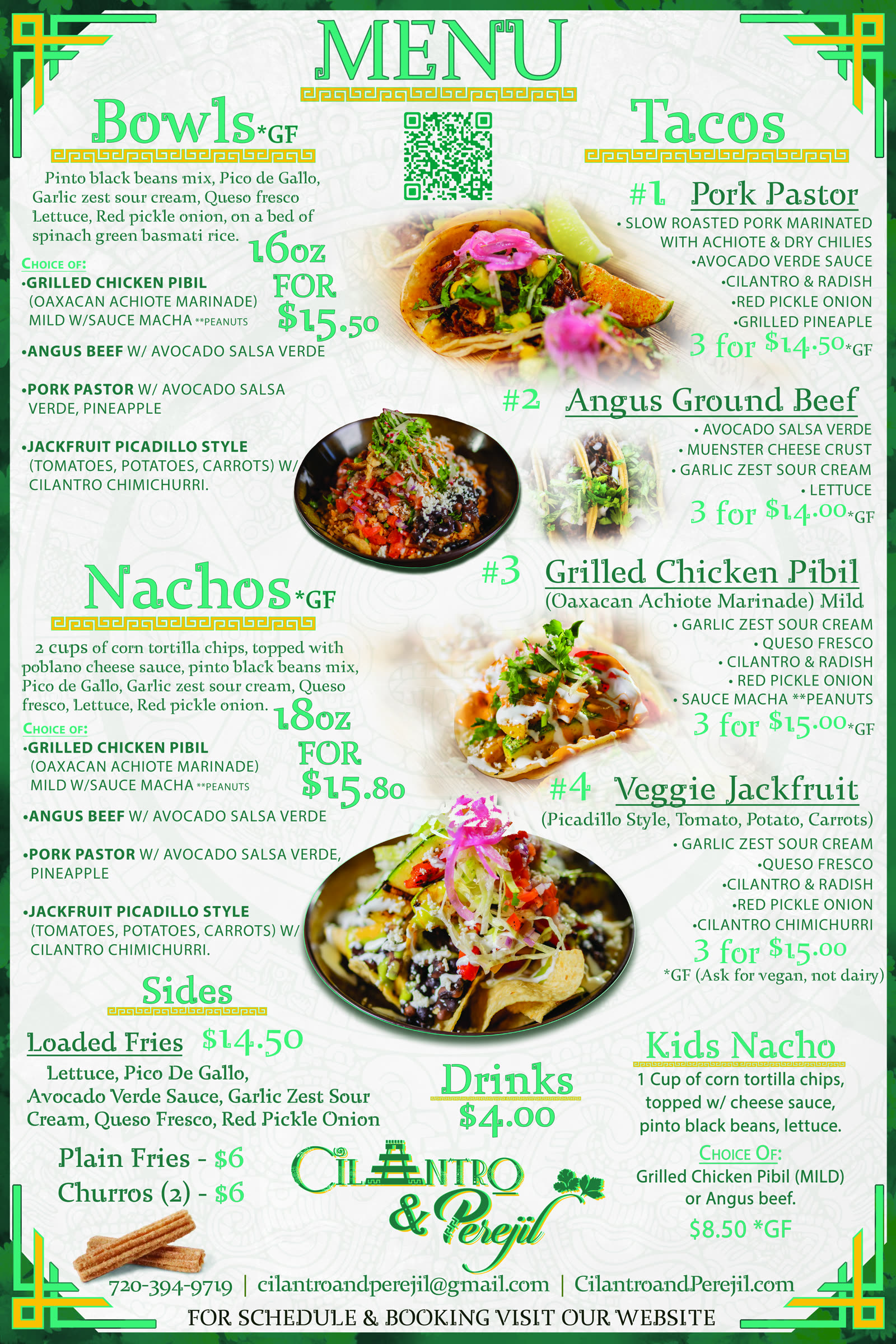 Menu / poster design — Cilantro & Perejil